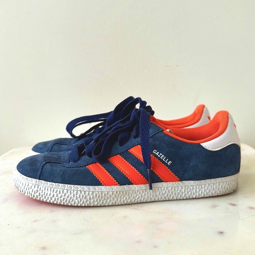Adidas Gazelle, Navy/ Orange, Kids Size 3 1/2
